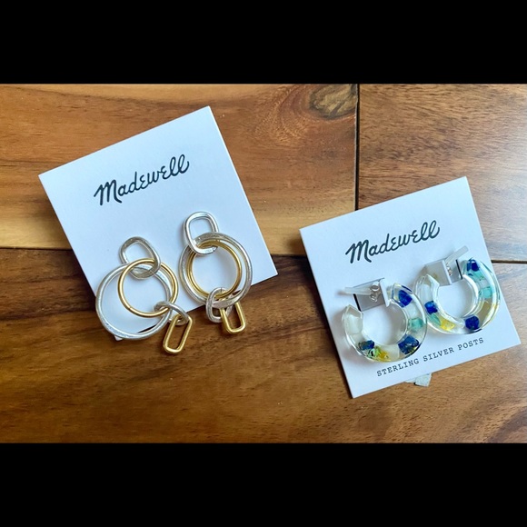 Madewell Jewelry - Madewell Lot of EARRINGS X 2 Silver Gold Confetti Acetate NWT